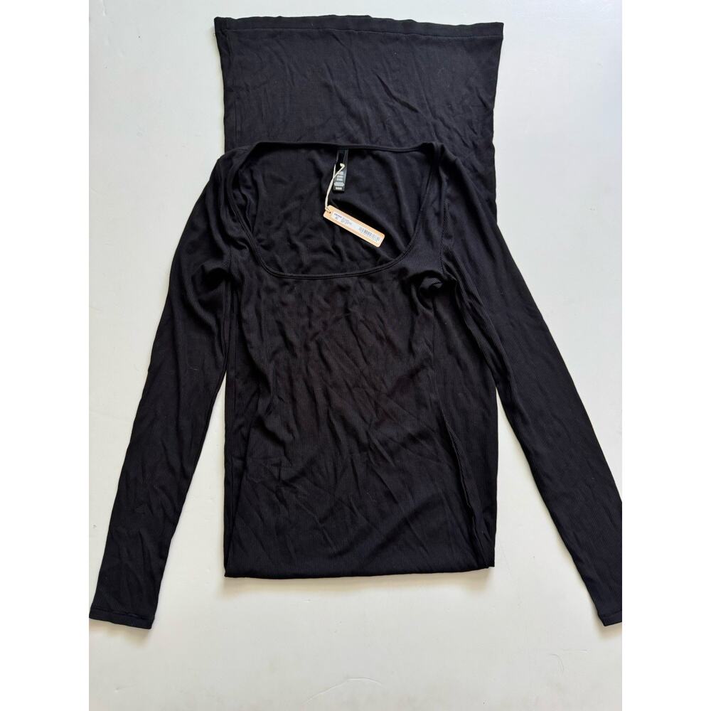 Skims Soft Lounge Long Sleeve Dress - ONYX Black Medium